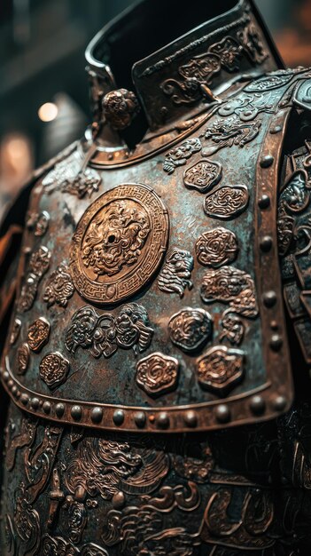 Photo a glimpse into history the intricately detailed armor of genghis khan