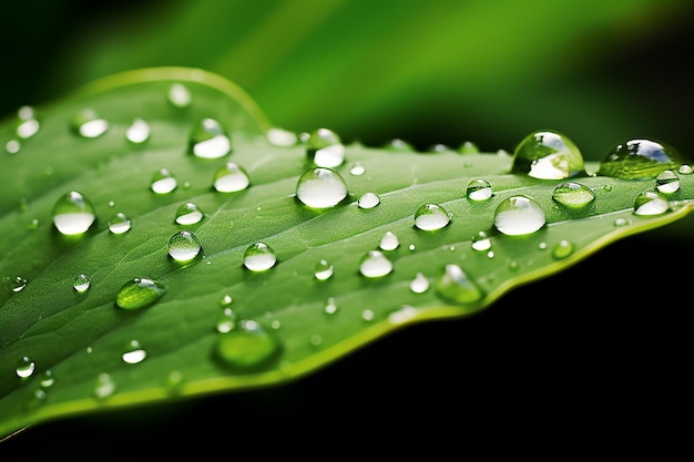 Glistening Beauty CloseUp of Water Droplets on Leaf