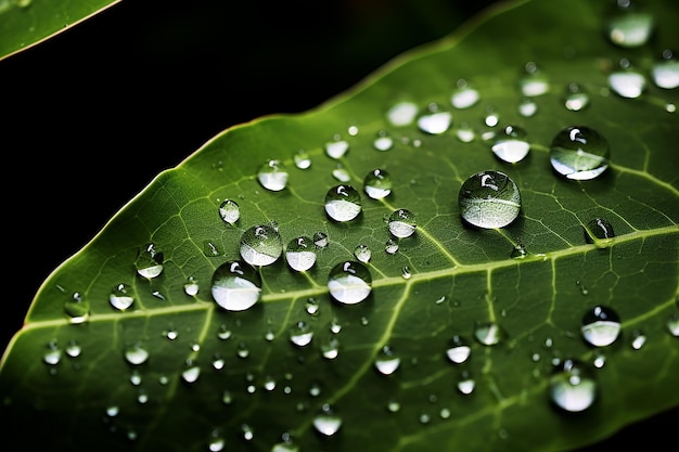 Glistening Beauty CloseUp of Water Droplets on Leaf