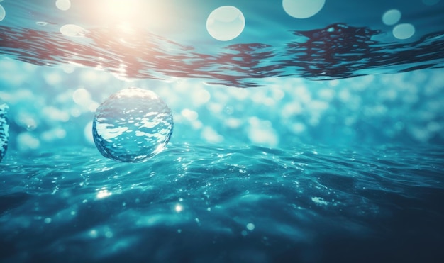 Glistening Blue Water Surface with Sunlight Reflections in Swimming Pool