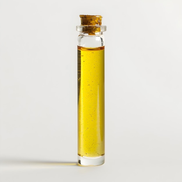 Glistening Golden Botanical Tincture in Minimalist Glass Vial Aromatic Herbal Extract for Traditional Chinese Medicine