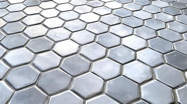 Photo glistening hexagonal tiles reflect sunlight in an artistic urban environment