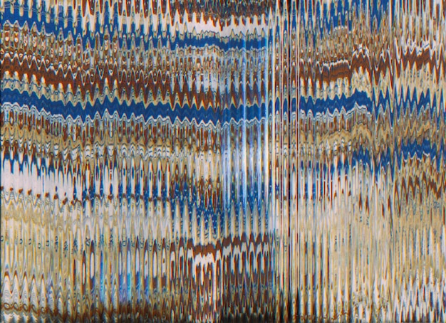 Glitch art Static noise texture Digital distortion NFT technology Dark brown blue color vibration artifacts distressed screen abstract overlay