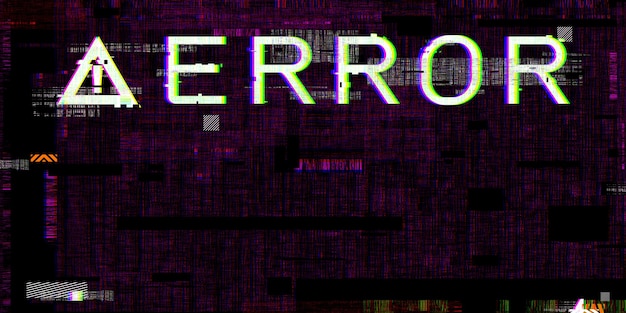 Glitch effect Failing system Computer danger symbols Hacking errors Cyberpunk Digital Pixel Design Concept Damaged computer system 3d illustration