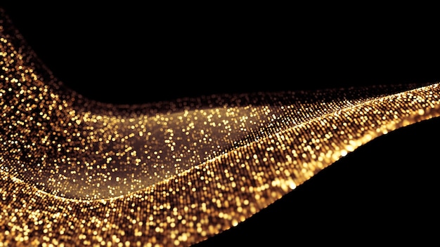 Glitter abstract background. Gold sparks and highlights. 3d illustration, 3d rendering.