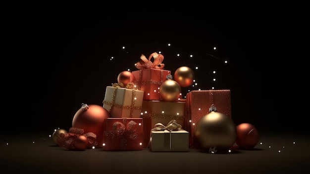 Glitter gift box background Illustration AI Generative