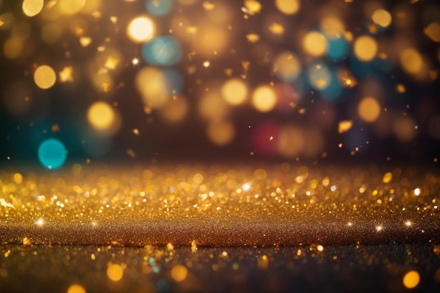 Glitter gold bokeh colorfull blurred abstract background for anniversary ar c