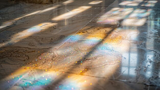 Photo glitter of light on marble floor