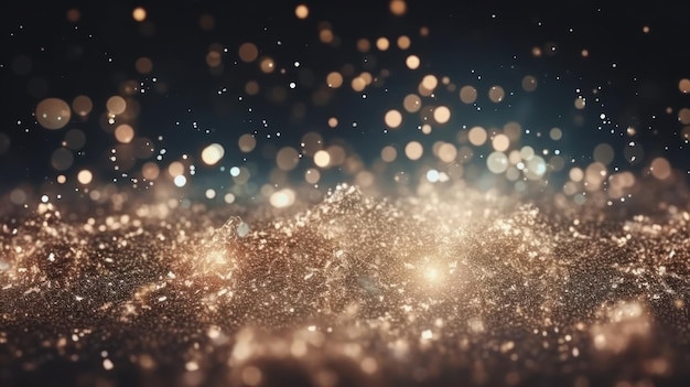 Glitter lights background Gold and blue particles