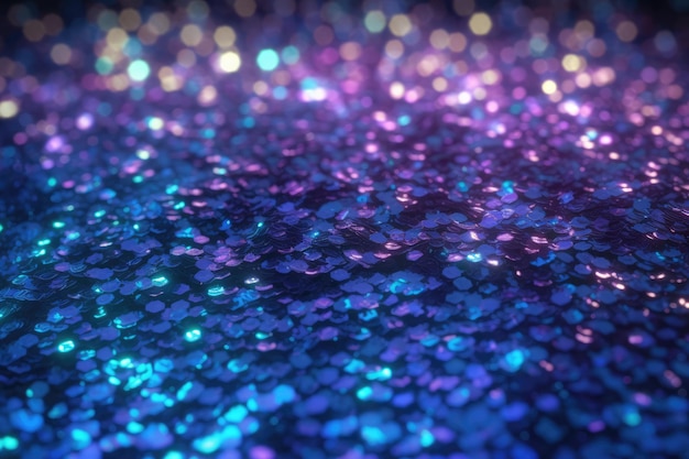 Glitter silver purple blue lights abstract background generative ai