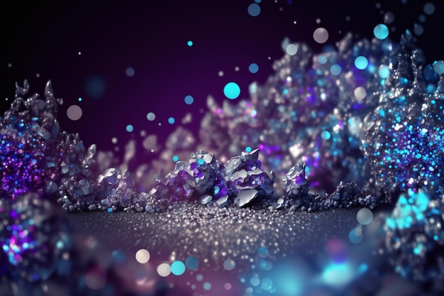 Glitter silver purple blue lights abstract backgrounds