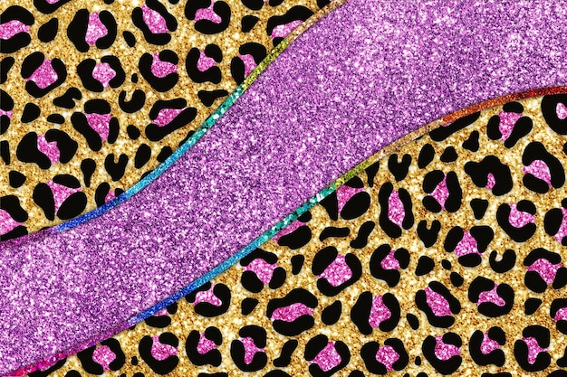 Glitter Strip Leopard Skin Texture Background