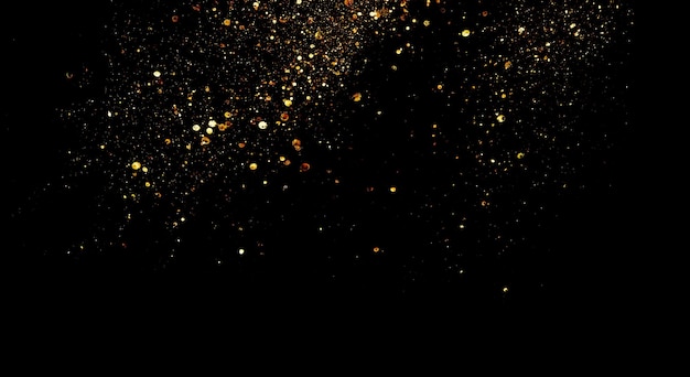 Glitter vintage lights background gold and black de focused