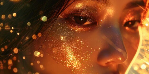 Photo glittered face closeup