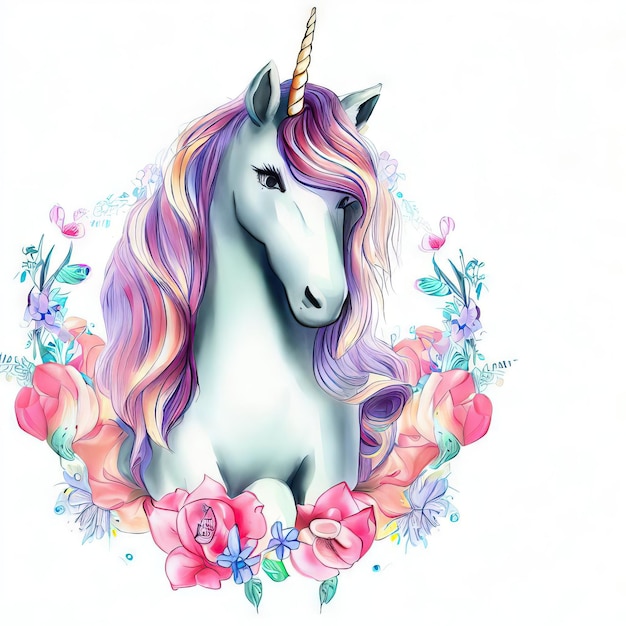 Glittering Christmas Gift Illustration Unicorn Generative AI