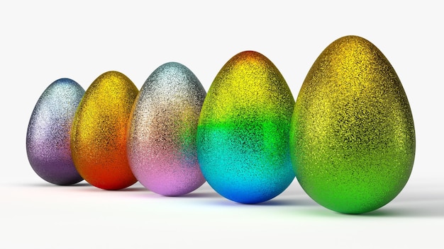 Glittering easter egg. 3d illustration, ilsolated on white. suitable for holiday, easter and game themes.