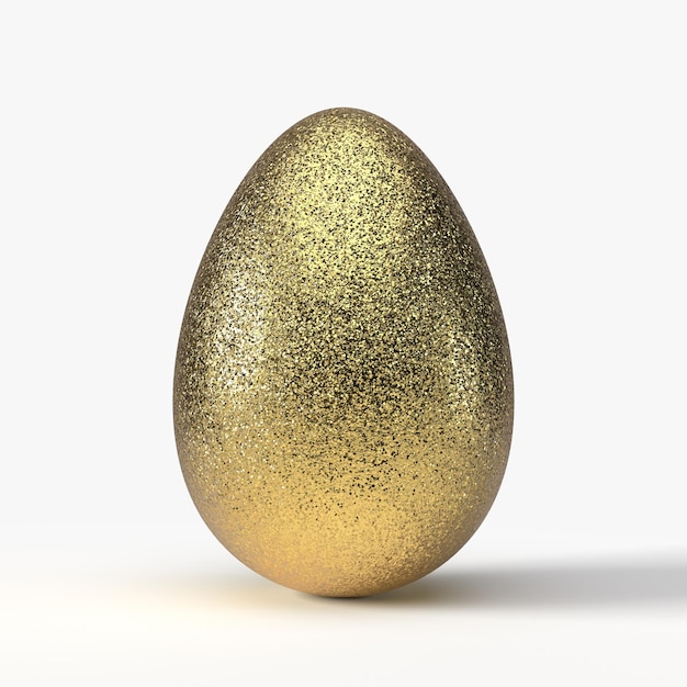 Glittering golden easter egg. 3d illustration, ilsolated on white. suitable for holiday, easter and game themes.