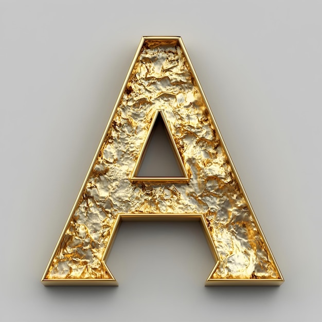 Photo glittering golden letter a with elegant metallic texture on clean background