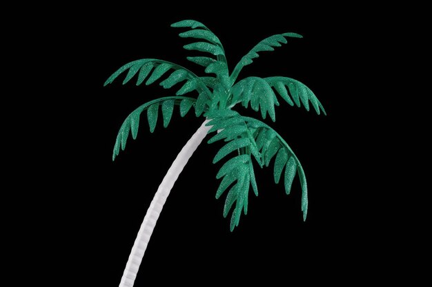 Photo a glittering green palm tree against a black background