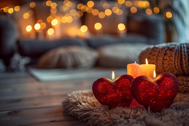 Glittering Hearts and Candles Cozy Home Decor