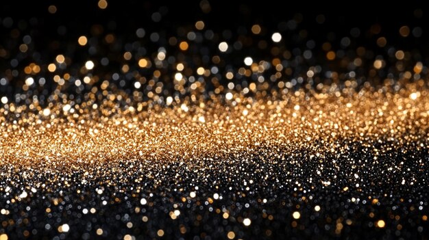 Photo glittering lights with gold and blue hues create a magical shimmering background evoking feelings