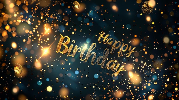 Photo glittering quothappy birthdayquot message with sparkling lights