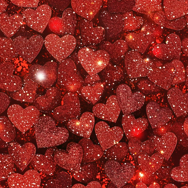 Glittery Heart Background Pattern Shimmering Hearts Background