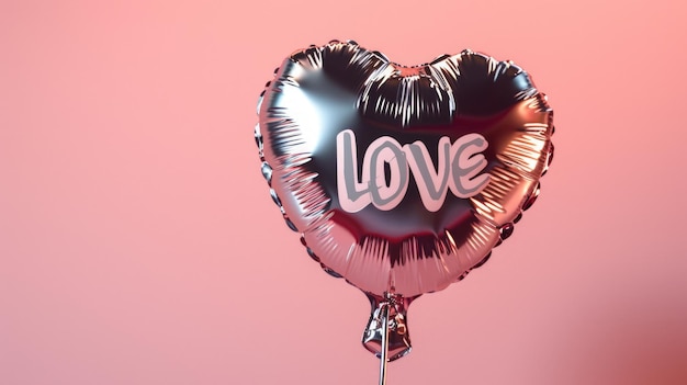 Photo glittery heart shaped balloon embossed with the word love