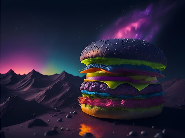 Glittery space hamburger background photos