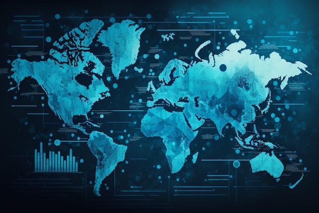 Global Business Connections on a World Map with Accounting Analysis