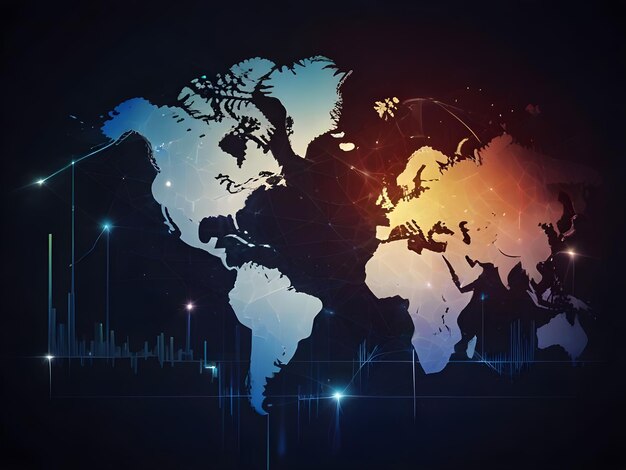 Global business success growth level up network graph illustration ai generative