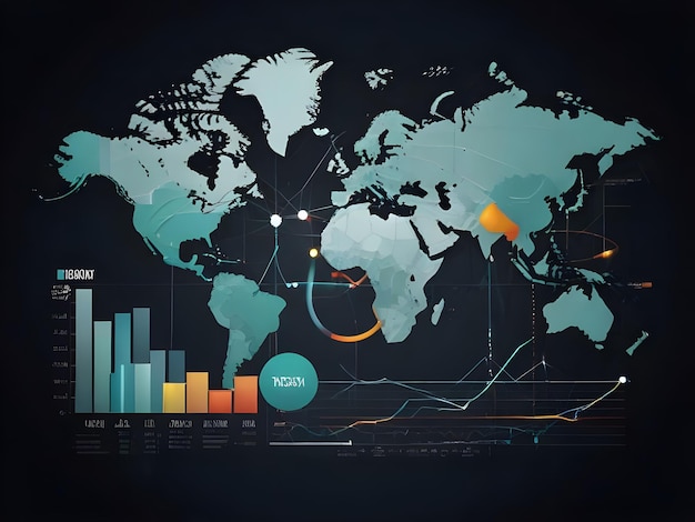 Photo global business success growth level up network graph illustration