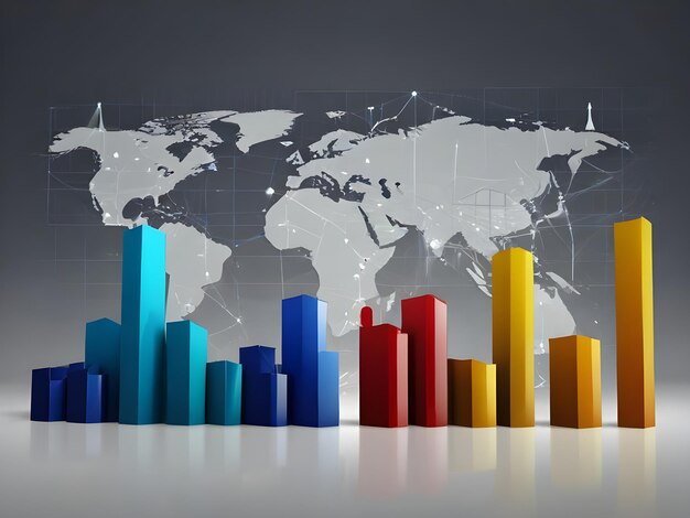 Photo global business success growth level up network graph illustration