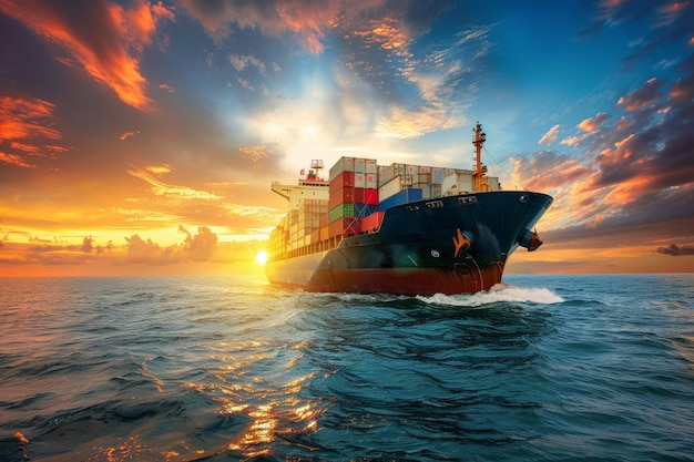 Global cargo freight shipping commercial trade logistics via oversea container vessels