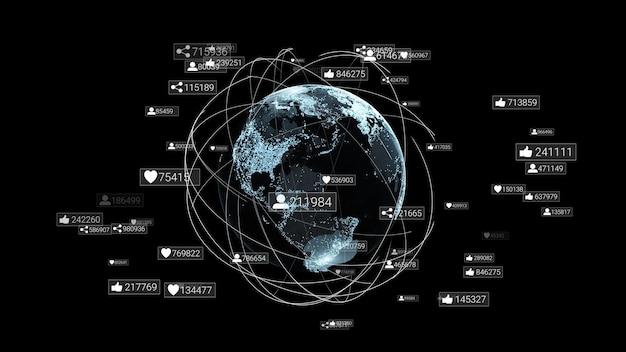 Global communication network around planet earth Social network symbols