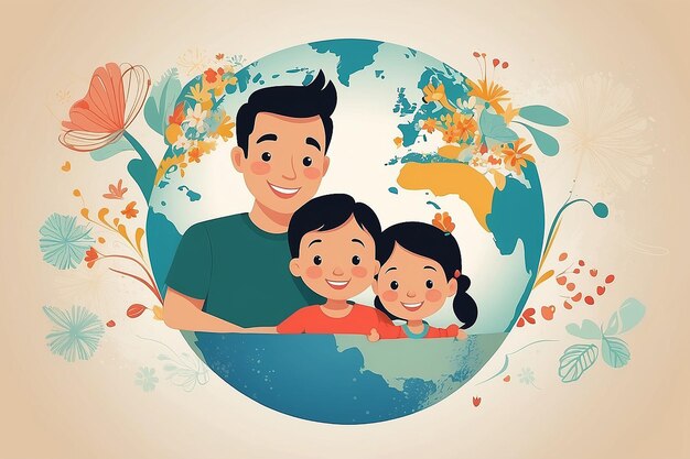 Photo global day of parents world parents day background vector illustration parents day card