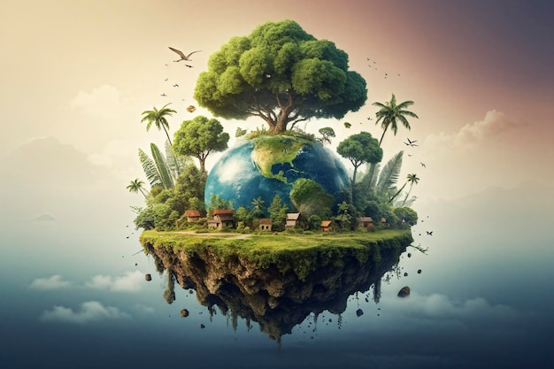 Global ecological protection and earth protection concept