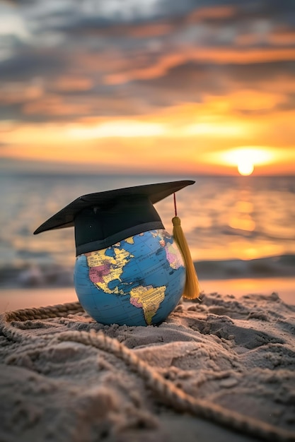 Global education concept at sunset