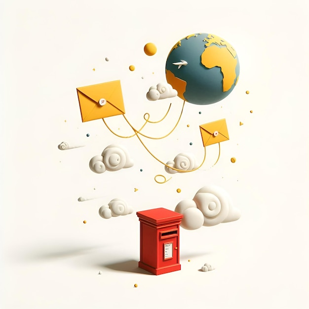 Photo global mail and communication concept for world post day design ai generative