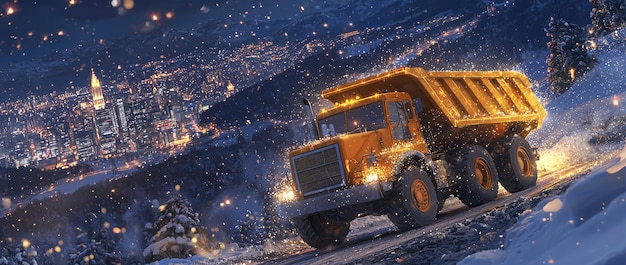 Global market demand shapes the mining industry39s commodity price fluctuations as heavy equipment and machinery operate nightly in an urban industrial landscape