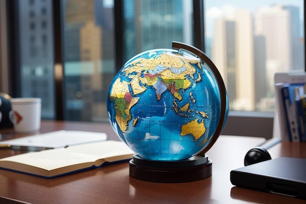 Global Markets A glass globe illustrating the world on a desk