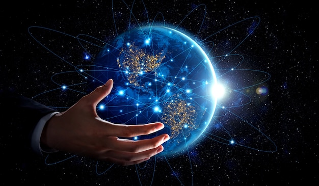 Global network connection covering earth with link of innovative perception