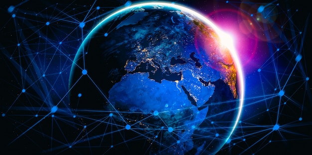 Global network connection covering the earth