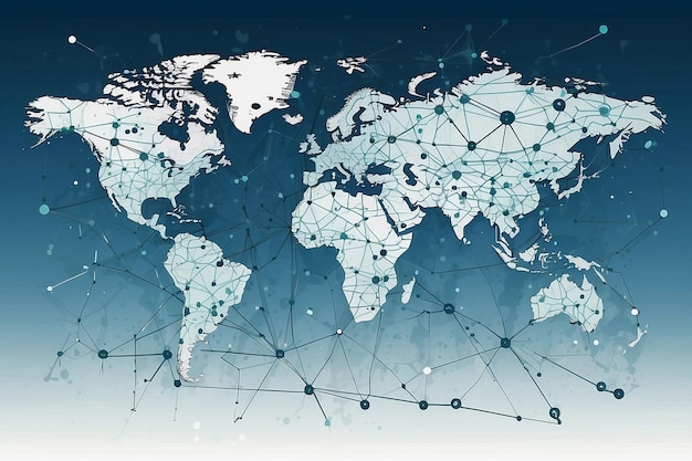 Photo global network connection world map point and line composition concept of global business