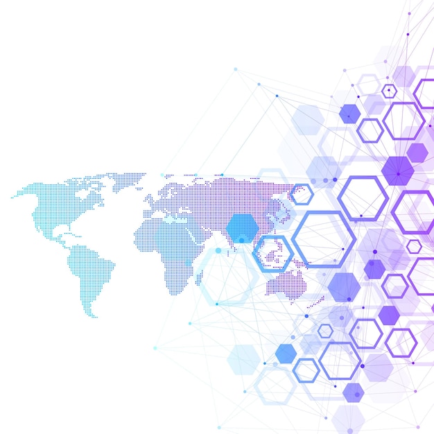 Global network connections with world map internet connection background abstract connection structu