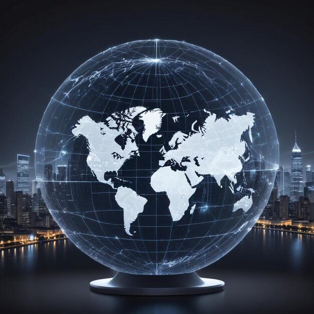 Global Perspective A Globe with a Cityscape in the Background Symbolizing Urbanization