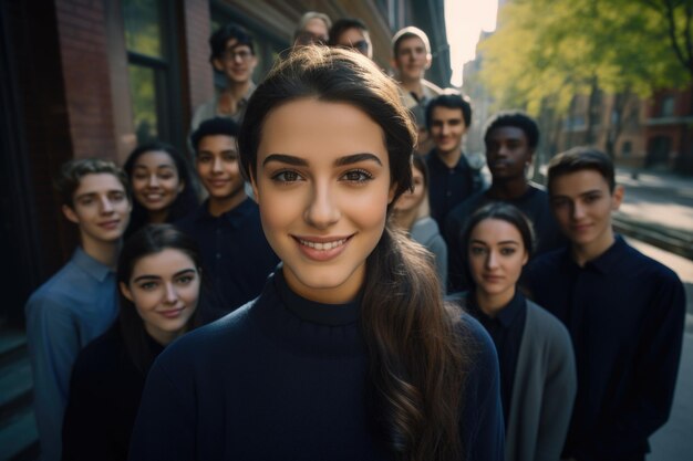 Global smiles capturing joy in group selfies of cheerful and happy young people diverse nationalities celebrating unity friendship cultural harmony in shared moments of happiness and togetherness