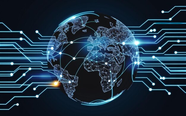 Global Technology connected with technology background