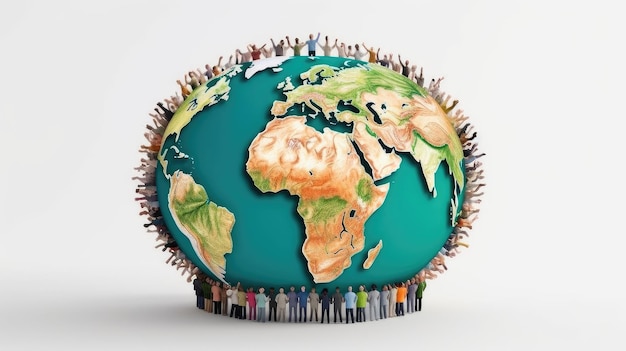 Global unity for earth day photo realistic illustration