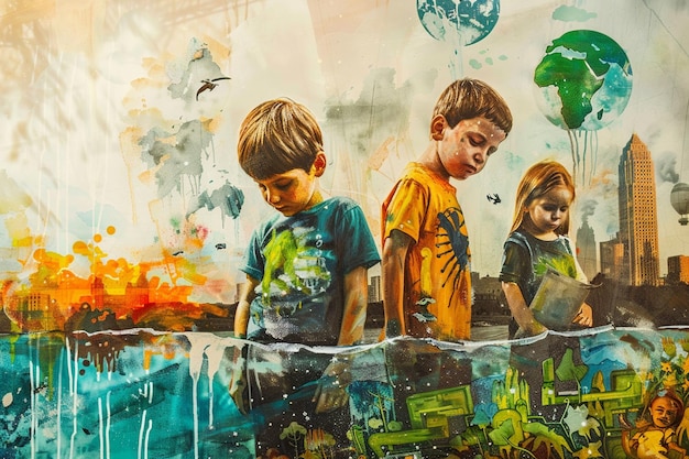 Global warming and climate change impact on children banner wallpaper